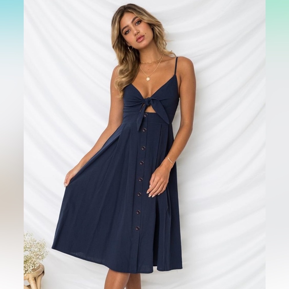 New-Summer Tie Front V-Neck Summer dress